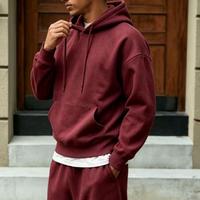 Hoodie dengan Lapisan Fleece Tebal, Oversize Hooded Pullover, Set 2 potong hoodie dan celana panjang polos, Tersedia Pesanan Grosir