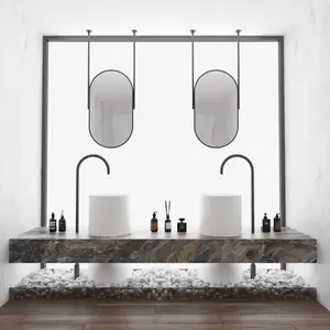 Espejo de baño con pantalla ovalada de estilo moderno, espejo inteligente desempañador retroiluminado con LED personalizado para vestirse