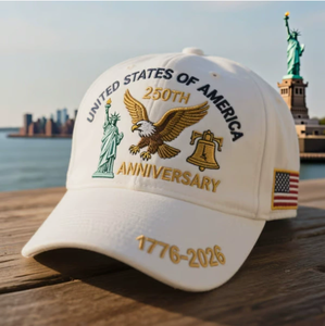 <span class=keywords><strong>Casquette</strong></span> de baseball unisexe 100% brodée pour le 250e anniversaire des États-Unis avec statue d'aigle chauve, cloche de la Liberté et drapeau américain - Product Image 3