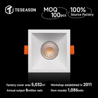 TN080S1 Aro Downlight Gu10 Fixations Support Module carré Fix Embedded LED Die-casting Alu DOWNLIGHT Cadre de montage encastré
