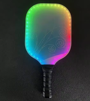 Raquette de pickleball personnalisée avec éclairage LED, rechargeable, noyau en nid d'abeille en fibre de verre, durable, pour jeu nocturne, raquette de pickleball lumineuse