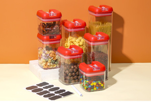 BPA-vrije PS transparante voorraadpottenset met klikdeksel, zwarte etiket, voorraadorganizer voor droge voedingsmiddelen - Product Image 3