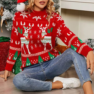 เสื้อไหมพรมถักขายส่งสำหรับผู้หญิง เสื้อกันหนาวคริสต์มาสเนื้อนุ่ม อุ่นสบาย ทรงหลวม เสื้อถักสำหรับฤดูใบไม้ร่วงและฤดูหนาว แขนยาว - Product Image 3