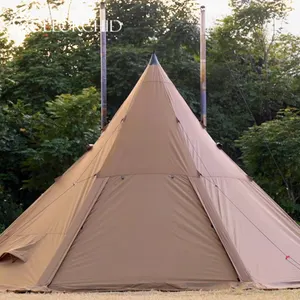 Super Venta al aire libre pirámide estilo indio agua acampa impermeable 3-4 personas tienda tipi con estufa agujero