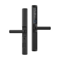 Cerradura Inteligente con Huella Dactilar y Contraseña de Aleación de Aluminio, Almacenamiento en la Nube con la Aplicación Tuya, para Puertas Corredizas Estrechas - Diseño de Vidrio de Lujo Ligero