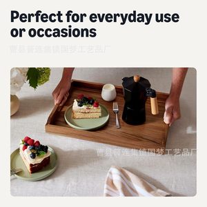 Wooden Japanese Style Rectangular Serving <b>Tray</b> With Handle For <b>Tea</b> Fruit Snacks Solid Wood Restaurant Use - Product Image 5