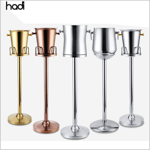 Cubo de Hielo para <span class=keywords><strong>Vino</strong></span> y Champán de Acero Inoxidable Directo de Fábrica, Cubo de Hielo de Acero Plateado y Dorado Rosa con Soporte - Product Image 2