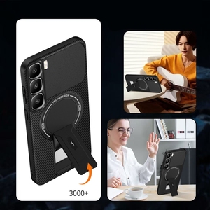 Nouvelle couverture de téléphone en Fiber de carbone hybride Tpu Pc la plus vendue pour Infinix Hot 60 Pro + 4G étui magnétique avec support - Product Image 6