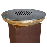 Brasero en acier corten avec anneau de grill, foyer avec plaque de grill et grille de grill, durable et résistant à la corrosion