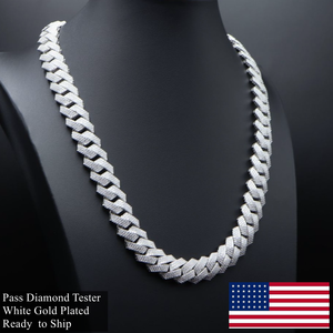 18 Zoll 10mm 14mm S925 Massives Sterlingsilber Weißgold Diamant VVS Moissanit Kubanische Gliederkette Miami Halskette für Herren - Product Image 2