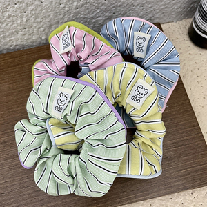 Elastico per capelli Sweet <span class=keywords><strong>Cream</strong></span> Colon Summer Scrunchies coreano a righe con orsetto, elastico per coda di cavallo alta, Mori Girl, elastico grande a sfera - Product Image 4
