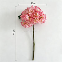 Fleur d'hortensia rose artificielle à tige courte L-334 avec feuilles, bouquet de mariée, décoration de la maison, tige d'hortensia artificielle