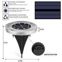 Lumières solaires de jardin à 8 LED pour l'extérieur, étanche, disque de trottoir lumineux dans le sol, éclairage de paysage pour pelouse, Patio, allée, marches de cour