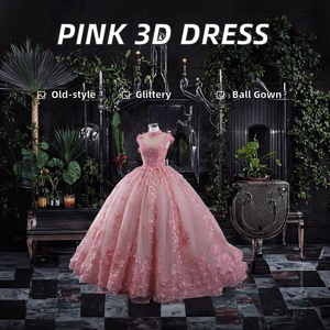 Robes de bal de Quinceañera vintage sans manches rose, épaules dénudées, pailletées, taille naturelle, longueur au sol, en organza pour soirée - Product Image 2