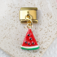 Bracelet à breloques italien tendance en promotion – Breloques fruits cerise et pastèque en acier inoxydable 304, style italien, breloques de 9 mm pour femme, bijoux élégants