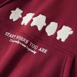 Felpa con cappuccio da donna in morbido cotone caldo e morbido da donna spazzolato alla moda in maglia Casual classico con ricamo orso - Product Image 5