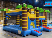 Château gonflable animalier de la jungle avec toboggan, usage commercial, en PVC, combo château gonflable pour enfants et adultes