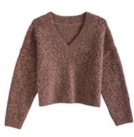 Pull-over décontracté pour femme, col en V, grande taille, respirant, tricoté à la machine, automne