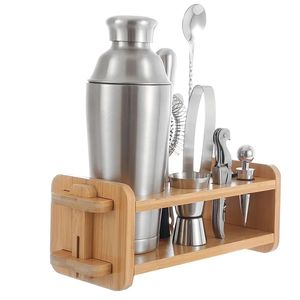 Kit de Barman, Jigger para Martini, Juego de Bar Multifunción de Acero Inoxidable, 10 Piezas, Juego de Coctelería con Soporte de Madera - Product Image 5