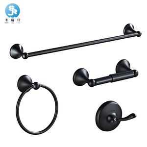 Ensemble de porte-serviettes Saint Ruijia pour salle de bain, en acier inoxydable, finition noire thermolaquée - Product Image 1