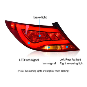 Feux arrière à LED pour <span class=keywords><strong>Hyundai</strong></span> Accent Verna Solaris 2010 2011 2012 2013 Feu arrière de frein arrière Clignotant Pièces détachées automobiles - Product Image 3