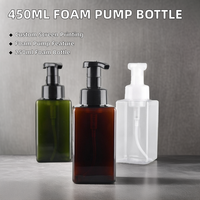 Flacon de savon liquide pour les mains en PET de 450 ml, carré, ambre, blanc, rose, vert, transparent, bleu. Bouteilles à pompe en mousse vides pour shampooing.