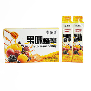 Jarabe de miel con sabor a frutas, éxito de ventas, con sabor a frutas mixtas y dulzura natural en caja de 10 sobres de 20g cada uno. - Product Image 1