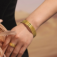 Approvisionnement d'usine Dernier échantillon Style Bracelets ronds Acier inoxydable plaqué or 18 carats
