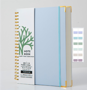Carnet à spirales avec couverture en cuir rigide de 300 pages, papier de qualité supérieure et coins protégés en or pour l'écriture et la planification - Product Image 2
