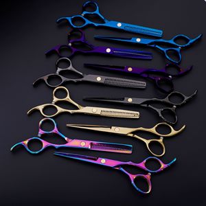 Professional Hairdressing Scissors 6 Inch Colored Thinning Shears Right Handed Stainless Steel 440C For Salon Use - Product Image 1