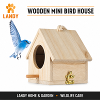 Nichoir en bois naturel suspendu pour oiseaux, décoratif d'extérieur, avec perchoir et porte de nettoyage pour jardin et cour arrière