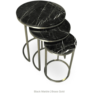 Marble Top <b>Round</b> Coffee <b>Table</b> Luxury Style with <b>White</b> Marble and Golden Powder Coated Iron Frame Narrow Style for Living Room - Product Image 5