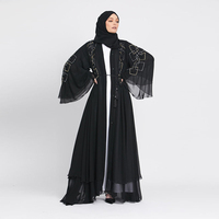 Abayas de couleur unie en coton noir, robe africaine en mousseline de soie Baratas Khaliji longue Abaya