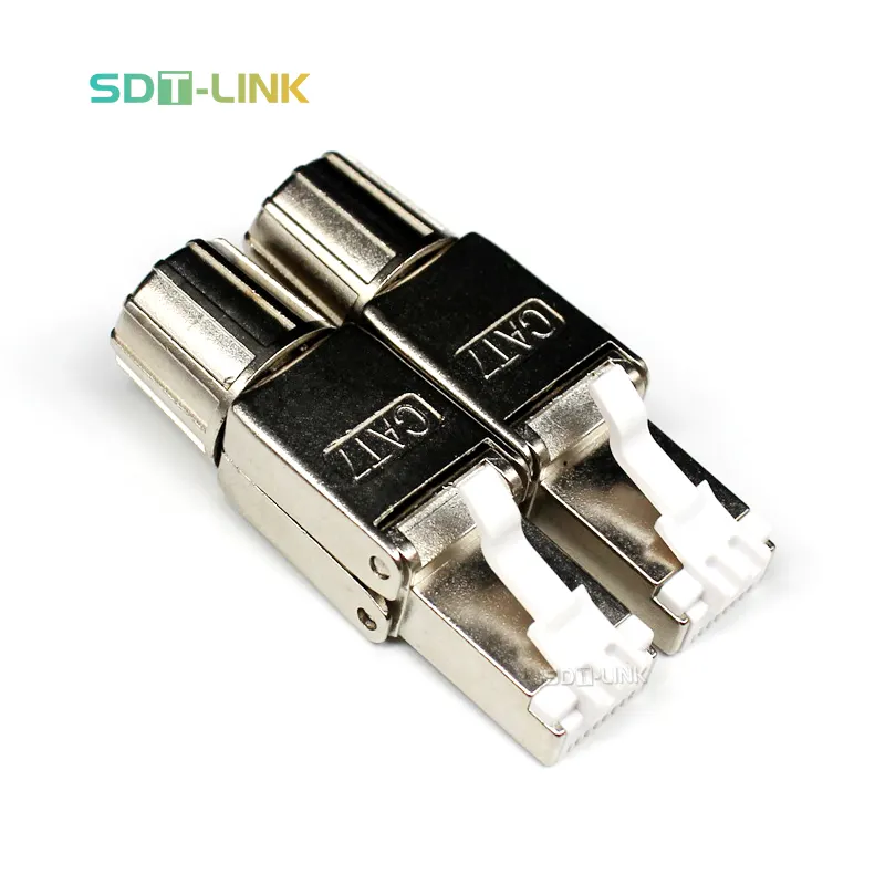 Toilless Cat7 RJ45 Connector 8P8C STP Shielded Field Termination Plug untuk Cat 7 23/24/26AWG Kabel Instalasi Solid dengan PCB