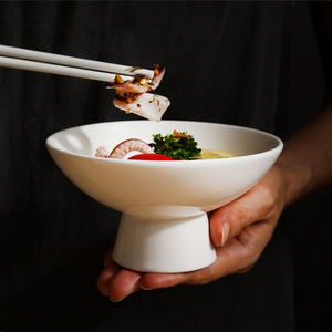 Mangkuk alas kaki keramik putih 5 inci, dudukan mangkuk buah dekoratif tampilan makanan penutup untuk dekorasi meja melayani nampan - Product Image 4