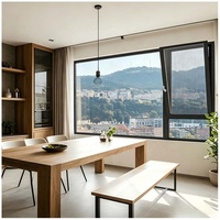 Ventana Francesa de Aluminio con Doble Acristalamiento Negro, Moderna, Insonorizada, Resistente a Huracanes, Personalizada para Casas