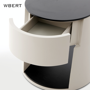 Table de chevet minimaliste WBERT - Bois avec finition mate gris clair, design moderne et futuriste pour la chambre à coucher, meubles de maison - Product Image 5