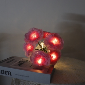 Vase lumineux en verre à la œillets, fleur artificielle, veilleuse, chambre à coucher, salon, lampe de table créative à LED, batterie, moderne, fête des mères - Product Image 4