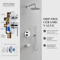 Robinet de douche pour baignoire monotrou élégant en nickel brossé avec cartouche céramique, anti-goutte et anti-fuite pour salle de bain