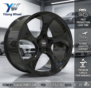 Rines de Aleación Forjados Personalizados de 1/2 Piezas, Acabado Negro Brillante, Tipo Turbofan, 18 19 20 21 22 Pulgadas, 5x112 5x130 para Porsche Macan Cayenne <span class=keywords><strong>911</strong></span> 718 - Product Image 1