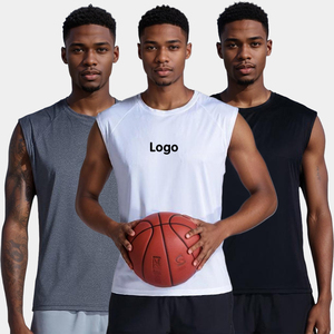 Camiseta sin mangas de nailon y seda helada para hombre, de secado rápido, alta elasticidad, informal, para fitness y actividades al aire libre, cuello redondo - Product Image 1