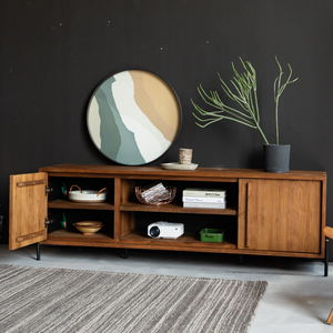 Mueble de TV de Madera Maciza de Teca, Tamaño Personalizable, Diseño Moderno con 5+ Cajones para Sala de Estar y Uso en Hoteles - Product Image 4