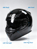 Casque intégral YQH Surron Light Bee 3C certifié DOT avec feu arrière LED et visière anti-buée pour moto hivernale