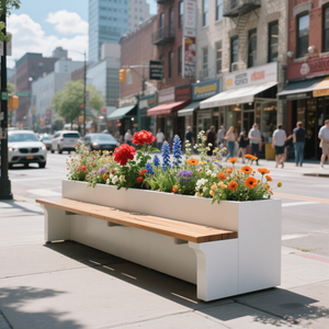 Bancs publics modernes en plastique écologique avec pots <span class=keywords><strong>de</strong></span> fleurs, durables, pour s'asseoir et se reposer, idéaux pour les centres commerciaux, MOQ 1 pièce - Product Image 6