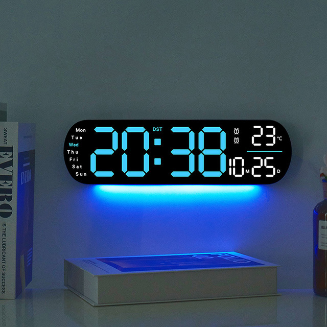 Digital Wall Clock Large Display, 12.5" Large Wall Clock with Color Changing Remote Control, Big Clock with Night Lights