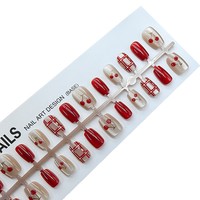 Personnalisation OEM/ODM – Nouveauté : Faux ongles à presser en ABS, style Ins, motif cerise 3D, pour Noël et le Nouvel An – Vente en gros