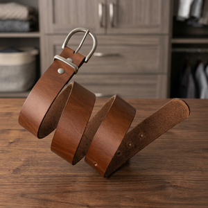Indian Supplier Luxury Men's Fashionable Steel Pin Cow Hide Leather Waterproof Vintage Style Square Design Belts 100% Genuine - Product Image 1