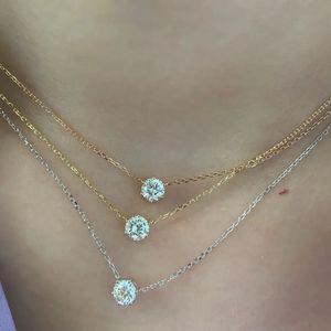 Collier en or blanc 18 carats Xinfly avec diamants naturels véritables, bijoux pour occasions quotidiennes et formelles, design intemporel, en vente maintenant - Product Image 1