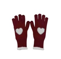 Gants d'hiver chauds en forme de cœur, mode coréenne |   Motif à 5 doigts |   Coton/Polyester/Spandex Thermique |   Sports décontractés en plein air