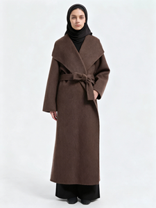 Sharut Ramadan Eid Dubai Turki Dubai Abaya Islami Wanita Muslim Thobe Kain Wol Dua Sisi Mantel Musim Dingin Gaun Abaya Sederhana - Product Image 2